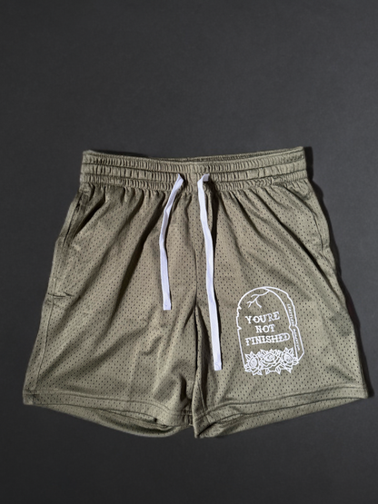 "You're Not Finished" Unisex Mesh Shorts