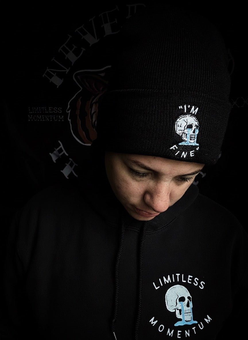 "I'm Fine" 12" Beanie - Black