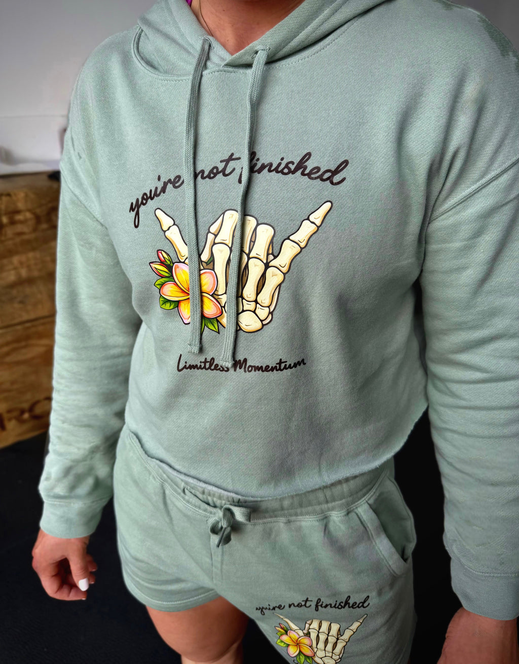 "You're Not Finished" Women's Crop Hoodie