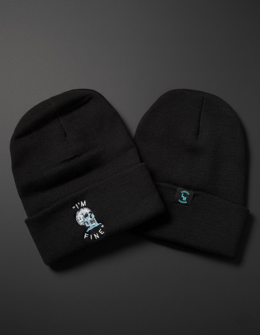 "I'm Fine" 12" Beanie - Black